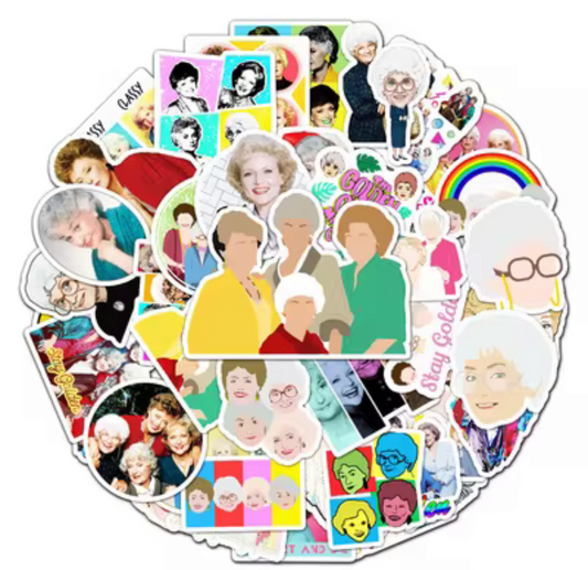 Colorful Golden Girls TV stickers set featuring various characters and designs from the show