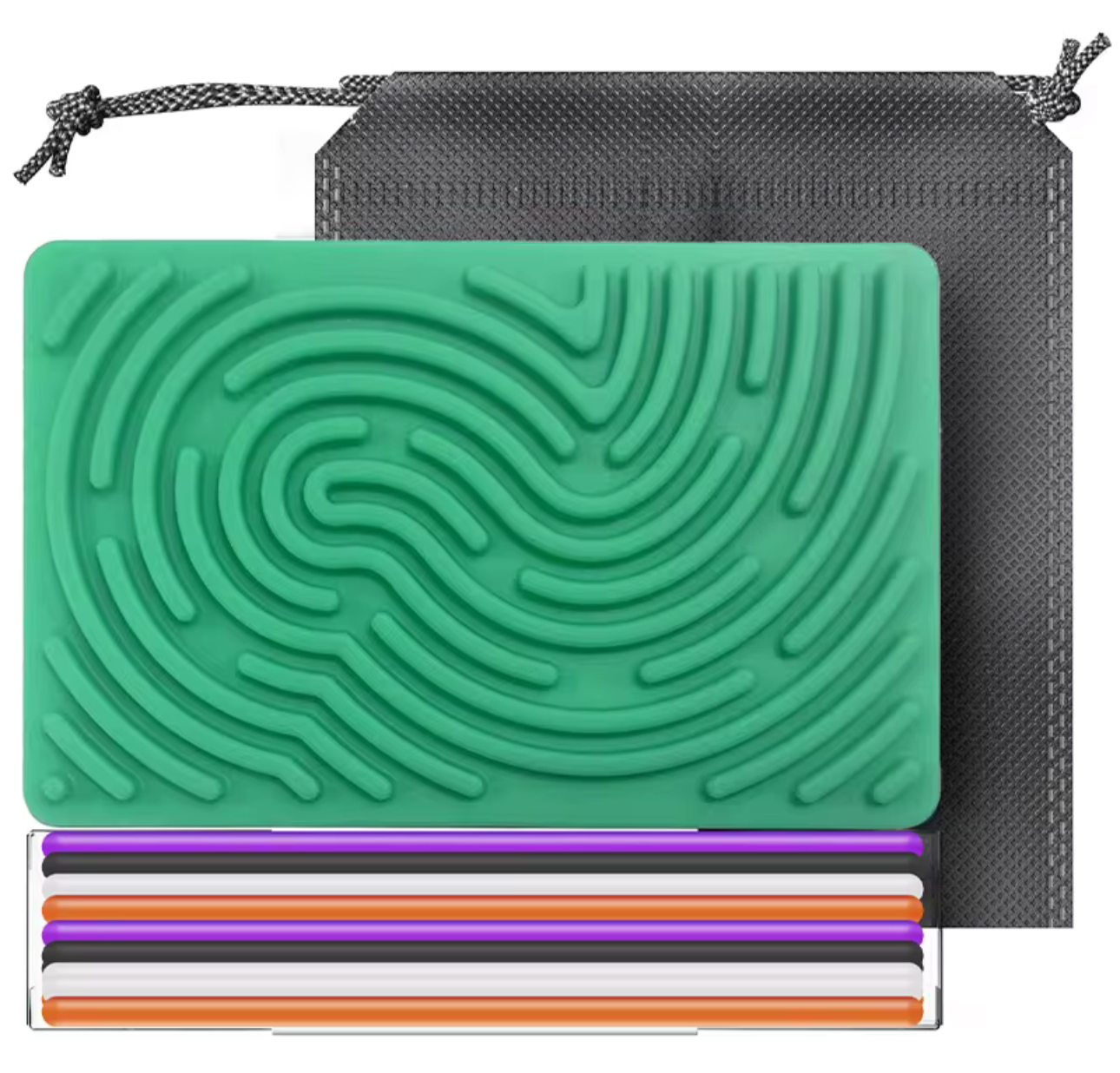 Green sensory activity mat with textured maze pattern and storage pouch from Reeds Rubber Ducks and Sensory Shop