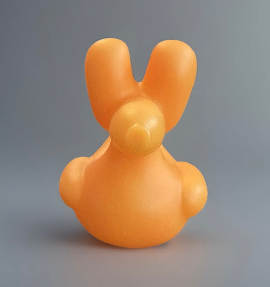 Orange balloon animal rubber duck with smooth texture from Reed’s Rubber Ducks and Sensory Shop