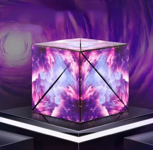 Purple 3D Shifting Magic Cube with vibrant patterns and colors for sensory play and decoration