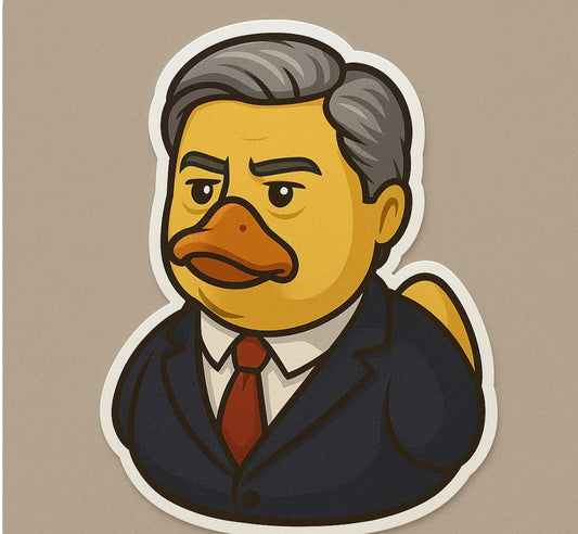 Richard Gilmore Girls sticker for collectors featuring a duck character dressed in a suit and tie