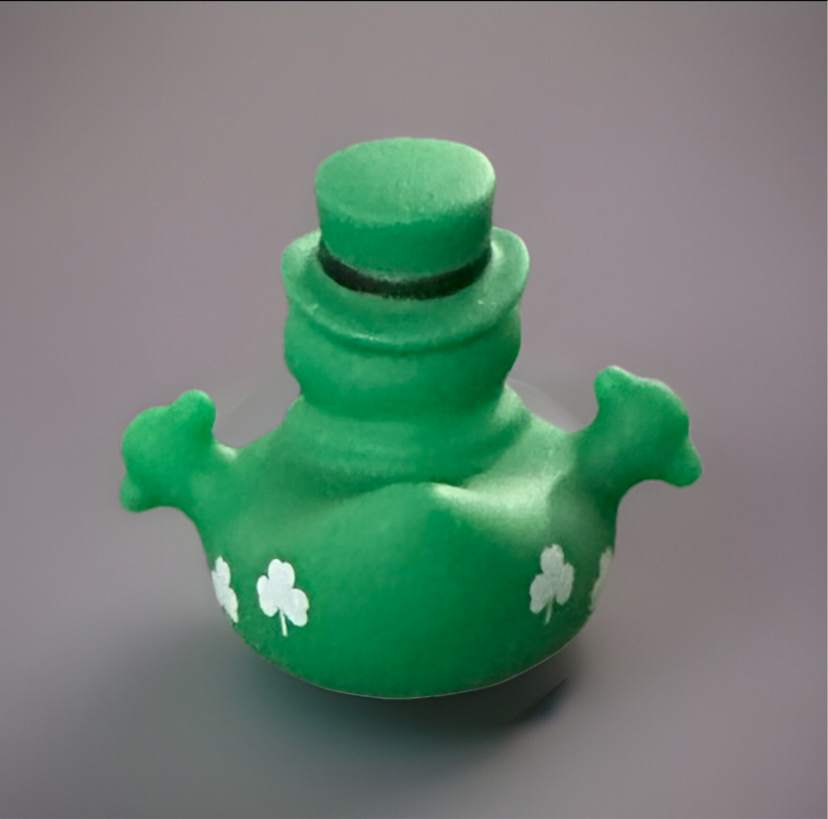 St. Patrick’s Day rubber duck in green with shamrock designs for festive celebrations